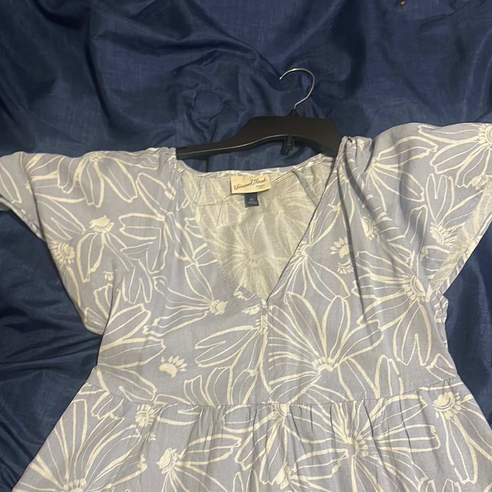 Blue Floral V-Neck Dress size XS